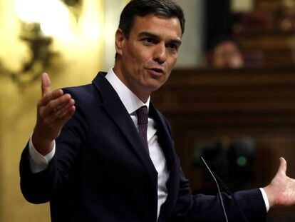 El jefe del Ejecutivo, Pedro Sánchez, en el Congreso.