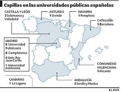 Madrid alberga más del doble de oratorios que en los campus del resto del país.