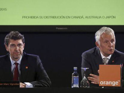 El director general adjunto del grupo Orange, Gervais Pellisier y el consejero delegado de Orange España, Jean Marc Vignolles en Madrid el pasado mayo.