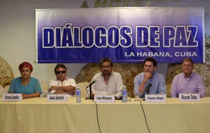 Negociadores de las FARC, este sábado en La Habana.