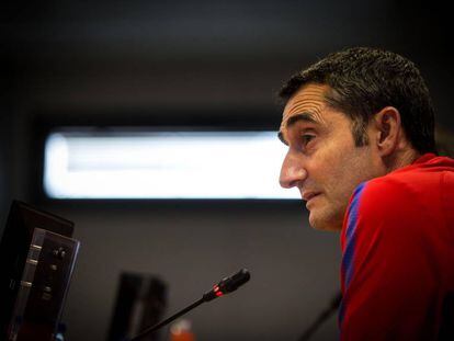 Ernesto Valverde, en rueda de prensa. 