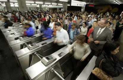 Metro de São Paulo en hora punta.