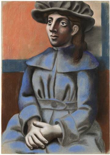 Joven con sombrero y las manos cruzadas, otoño de 1921 (París) / ©2016 Sucesión Picasso /SAVA, Buenos Aires