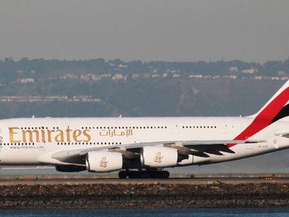 imagen de un A380 de Emirates.