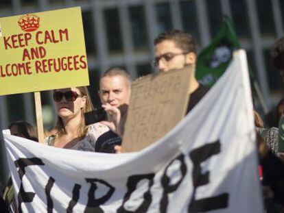 Manifestaci&oacute;n en favor de la acogida a los refugiados, hoy en Berl&iacute;n 