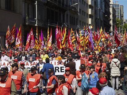 Manifestaci&oacute;n del Primero de Mayo en Barcelona. 