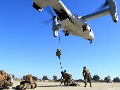 Marines estadounidenses en unos ejercicios en Mor&oacute;n.