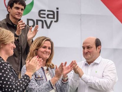 El presidente del PNV, Andoni Ortuzar durante el 120 aniversario de la organización municipal del partido en Barakaldo