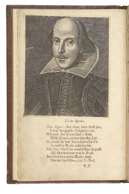 Retrato de William Shakespeare en uno de los libros que se subastaran.
