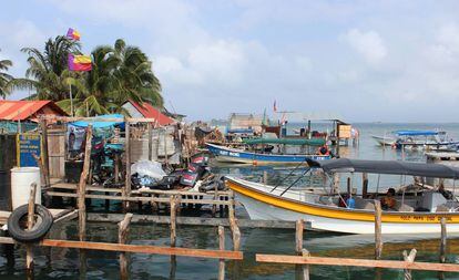 Vista del muelle de Gardi Sugdub, en la comarca panameña de Guna Yala.