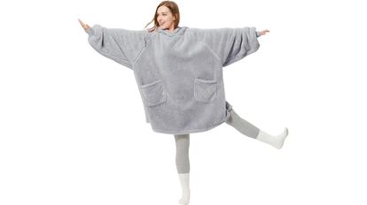 Bedsure Batamanta Bata Mujer Invierno - Batamanta Hombre Invierno Sherpa,  Bata Manta Polar Mujer, Manta con Mangas Talla Grande, Hoodie Blanket