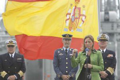 Carme Chacón, esta mañana en Rota.