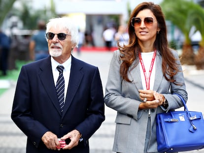 Bernie Ecclestone y su esposa Fabiana en Sochi, Rusia, en septiembre de 2019.