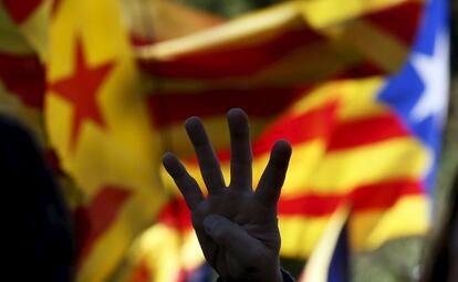 Un partidario de la independencia de Cataluña tras la celebración de las elecciones en septiembre