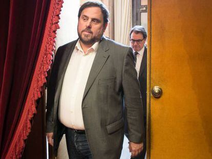 Oriol Junqueras (davant) i Artur Mas, el passat 19 de desembre.