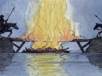 Ilustración de Francesc Rovira para 'Tirante el Blanco contado a los niños'.