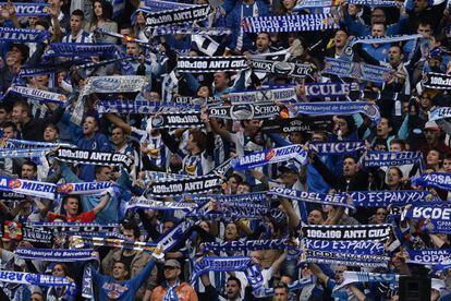 Aficionados del Espanyol en el derbi.