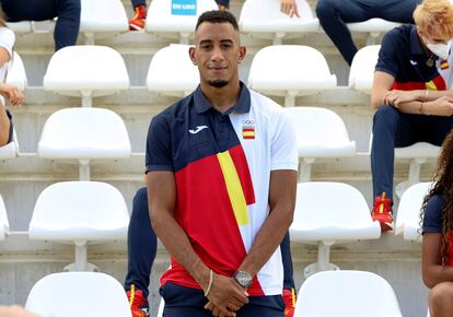 Orlando Ortega, el 22 de julio, en el acto de despedida de la selección española en Madrid.