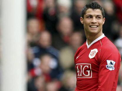 Cristiano Ronaldo en su primera etapa en el Manchester United. 