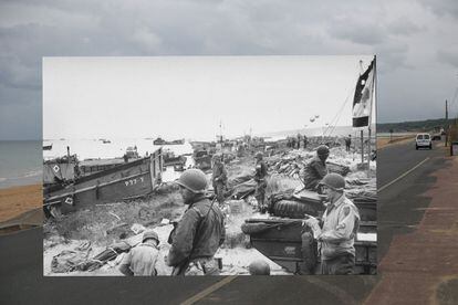 Tropas estadounidenses en la playa de Omaha el día del desembarco.