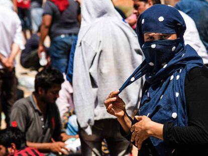 Refugiados en un campo instalado al sur de Creta el 31 de mayo.