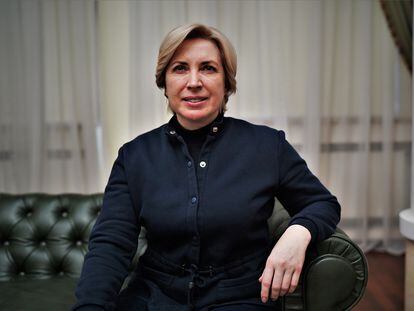 Irina Vereshchuk, viceprimera ministra de Ucrania y ministra de Reintegración de Territorios Temporalmente Ocupados, durante la entrevista con EL PAÍS el 11 de marzo en Kiev.