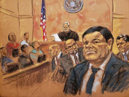 El Chapo, según una de las dibujantes que ha estado en las audiencias.