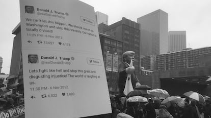 Manifestantes anti-Trump protestan durante una concentración en Los Ángeles, en enero de 2017.