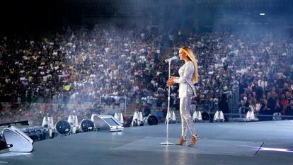 Beyoncé este jueves en el Estadio Olímpico de Barcelona, en una imagen distribuida por la artista.