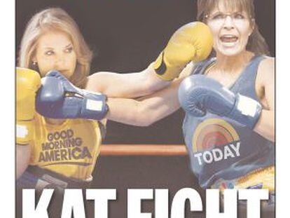 La &#039;pelea&#039; entre la presentadora Katie Couric y Sarah Palin, portada del diario New York Daily News.