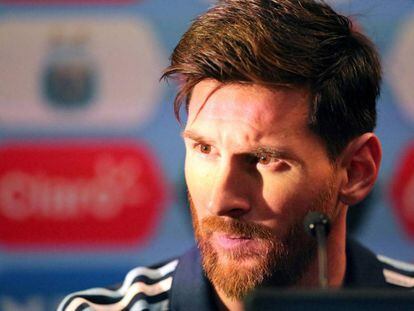 Messi, en rueda de prensa antes del Argentina-Chile.