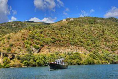Crucero turístico por el río Duero, cerca de Pinhao, en Portugal.
