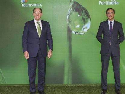 Ignacio Sánchez Galán, presidente de Iberdrola y Javier Goñi, de Fertiberia.