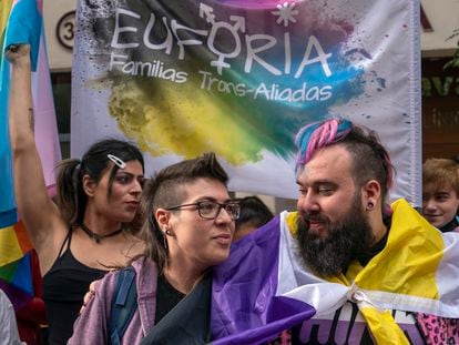 Manifestación de la Plataforma Trans el 27 de octubre de 2022 en Madrid.