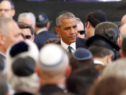 Obama, en el funeral de Peres.