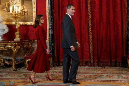 Los Reyes, el pasado día 24, antes del almuerzo ofrecido en el Palacio Real al presidente de Alemania.