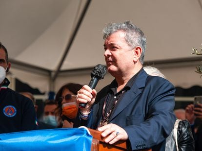 Antonino Spirlì, en el funeral de la exgobernadora de Calabria Jole Santelli, en octubre de 2020.
