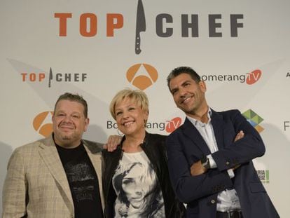 Los cocineros Alberto Chicote, Susi Díaz y Paco Roncero, jurado de la tercera edición de 'Top Chef'.