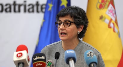 Arancha Gonzalez Laya durante una rueda de prensa en Ramala, Cisjordania, en diciembre de 2020.