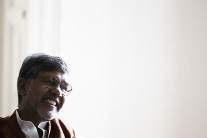 Kailash Satyarthi, premio Nobel de la Paz 2014, durante la entrevista.