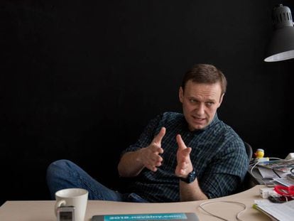 Alexei Navalni, durante la entrevista con los medios europeos de la alianza LENA.