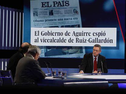 El alcalde de Madrid, Alberto Ruiz-Gallardón, anoche en el programa de TVE 59 segundos.