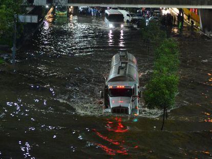 Inundaciones por las torrenciales lluvias en la Ciudad de M&eacute;xico. 