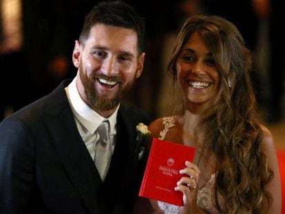 Lionel Messi y Antonella Roccuzzo, el pasado junio, el día de su boda.