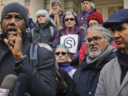 Manifestación en favor del activista proinmigración Ravi Ragbir, en Nueva York.