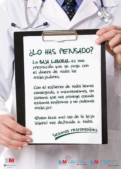 Cartel editado por la Consejería de Sanidad.