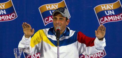 Henrique Capriles, durante la rueda de prensa.