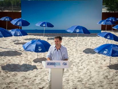 El portavoz de campaña del PP, Borja Sémper, en la presentación en un club de Madrid de la campaña 'Verano azul'.