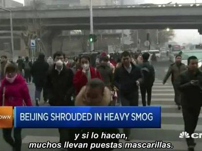 Así es una alerta roja por contaminación urbana en Pekín