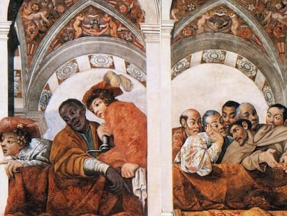 Fresco en el Palacio del Quirinal (Roma) representando las embajadas congoleña y japonesa, 1616-1617.